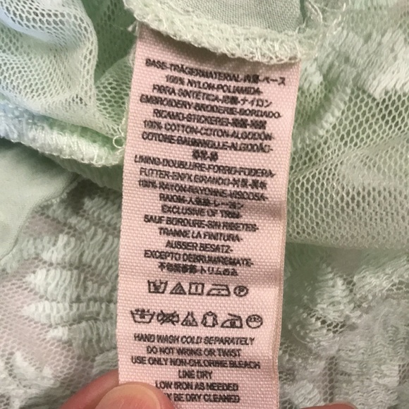 Free people women’s reign over me lace mini dress sz 2 green lined skirt - Picture 11 of 14